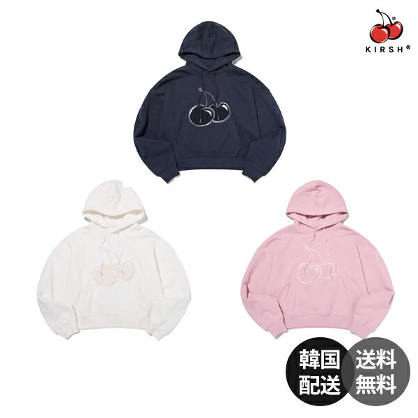 【韓国】KIRSH キルシー 韓国ファッション 韓国ストリート 正規品 パーカー フーディー 裏起毛 プルオーバー スウェット ビッグチェリー さくらんぼ アプリケ 刺繍 コットン100% 綿100% オーバーサイズ ビッグシルエット【KIRSH】
