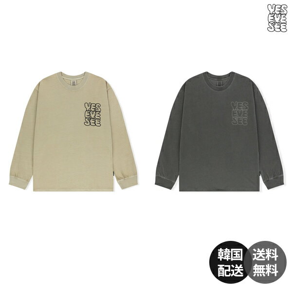 Rakuten - 【韓国】YESEYESEE C-Logo Pigment L/S イェスアイシー ピグメント ロングスリーブTシャツ 長袖Tシャツ ロンT ロゴT コットン100 綿100 ベージュ チャコール ヴィンテージ風 ユーズド感 韓国ファッション ストリート【YESEYESEE】