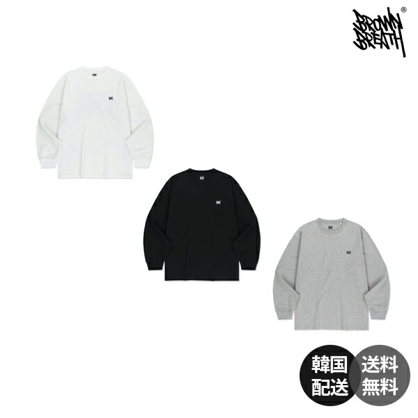 Rakuten - 【韓国】Brownbreath ブラウンブレス TAG OG LONGSLEEVE ロンT 長袖Tシャツ ロゴTシャツ コットン100% 綿100% ホワイト ブラック メランジグレー ストリートファッション 韓国ブランド 韓国ファッション【Brownbreath】