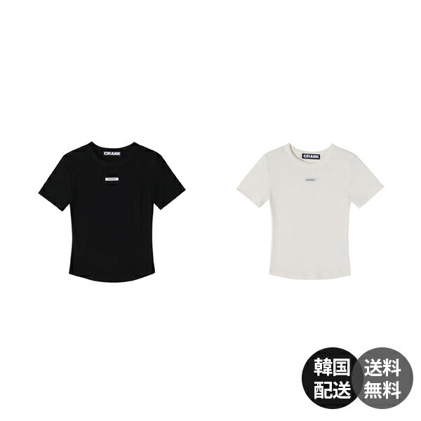 Rakuten - 【韓国】Crank Crewneck Basic Top クランク クルーネック ベーシック トップ 半袖Tシャツ ショートスリーブ スリムフィット タイト 華奢見え 着痩せ 韓国コーデ ストリートファッション y2k レイヤード【Crank】