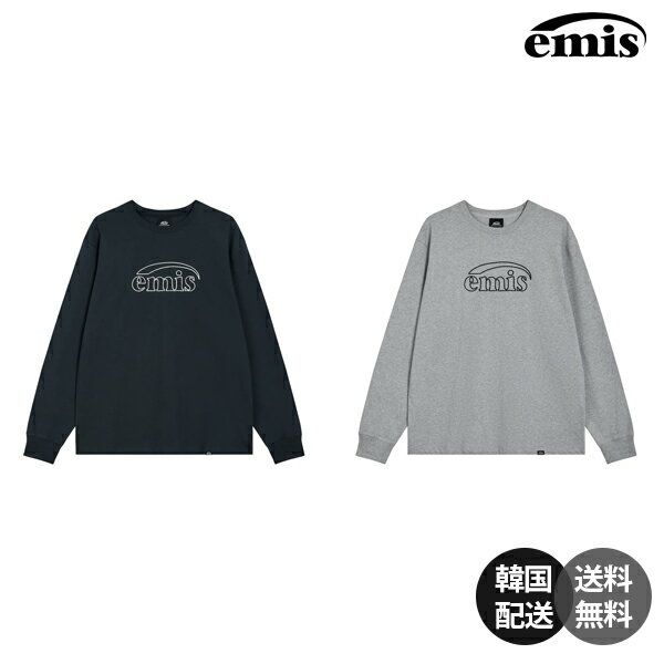 emis エミス Long Sleeve Chain Stitch T-Shirt ロンT 長袖 Tシャツ カットソー トップス ロゴTシャツ チェーンステッチ 刺繍ロゴ オーバーサイズ ビッグシルエット ルーズフィット 