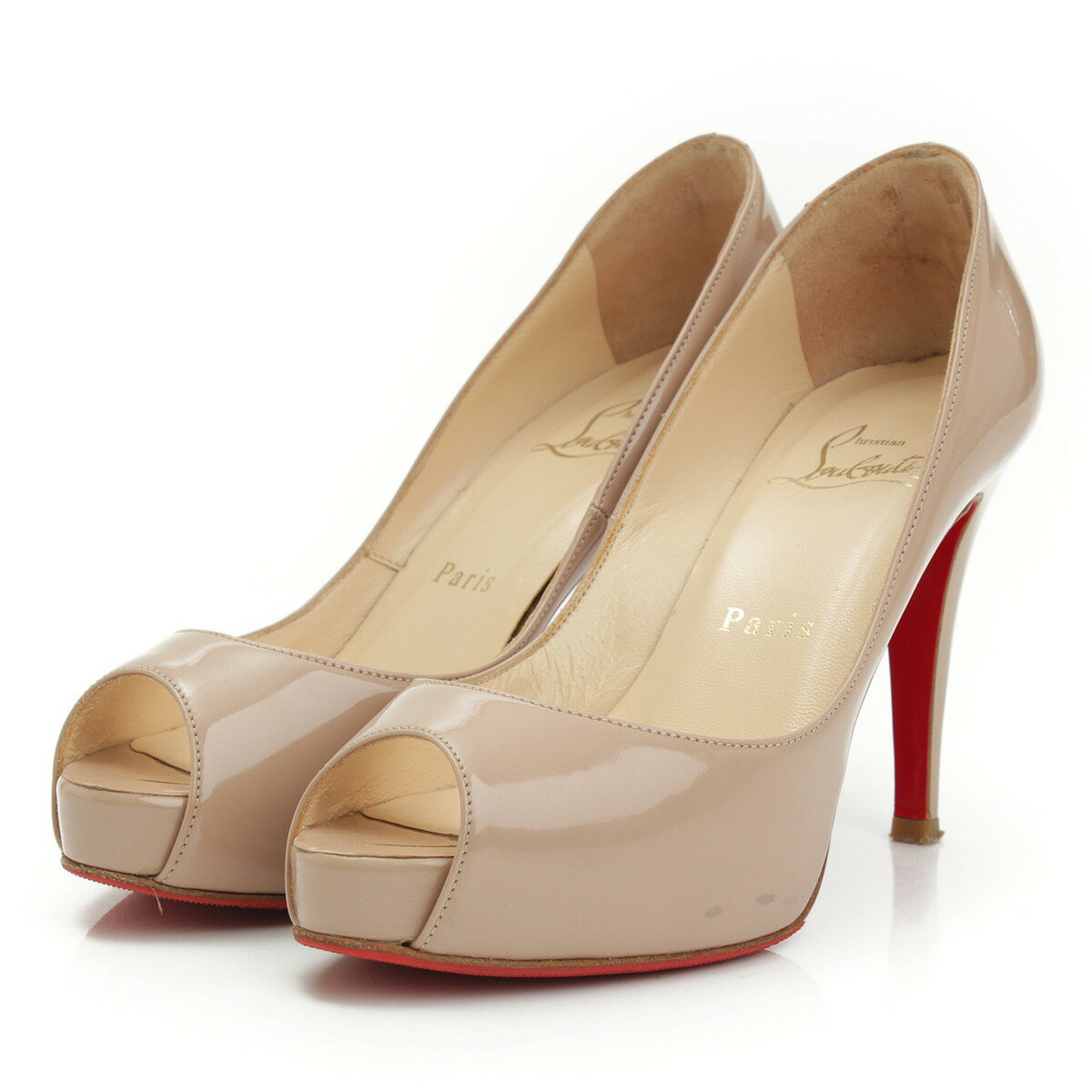 【クリスチャン ルブタン】Christian Louboutin　VERY PRIVE パテント オープントゥ パンプス 1120398 ピンクベージュ 35 【中古】【鑑定済・正規品保証】26072のサムネイル