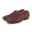 【クリスチャン ルブタン】Christian Louboutin メンズ ローラーボーイ スパイク スタッズ スリッポン ワインレッド 40 1/2 【中古】【鑑定済・正規品保証】【送料無料】34273(4)