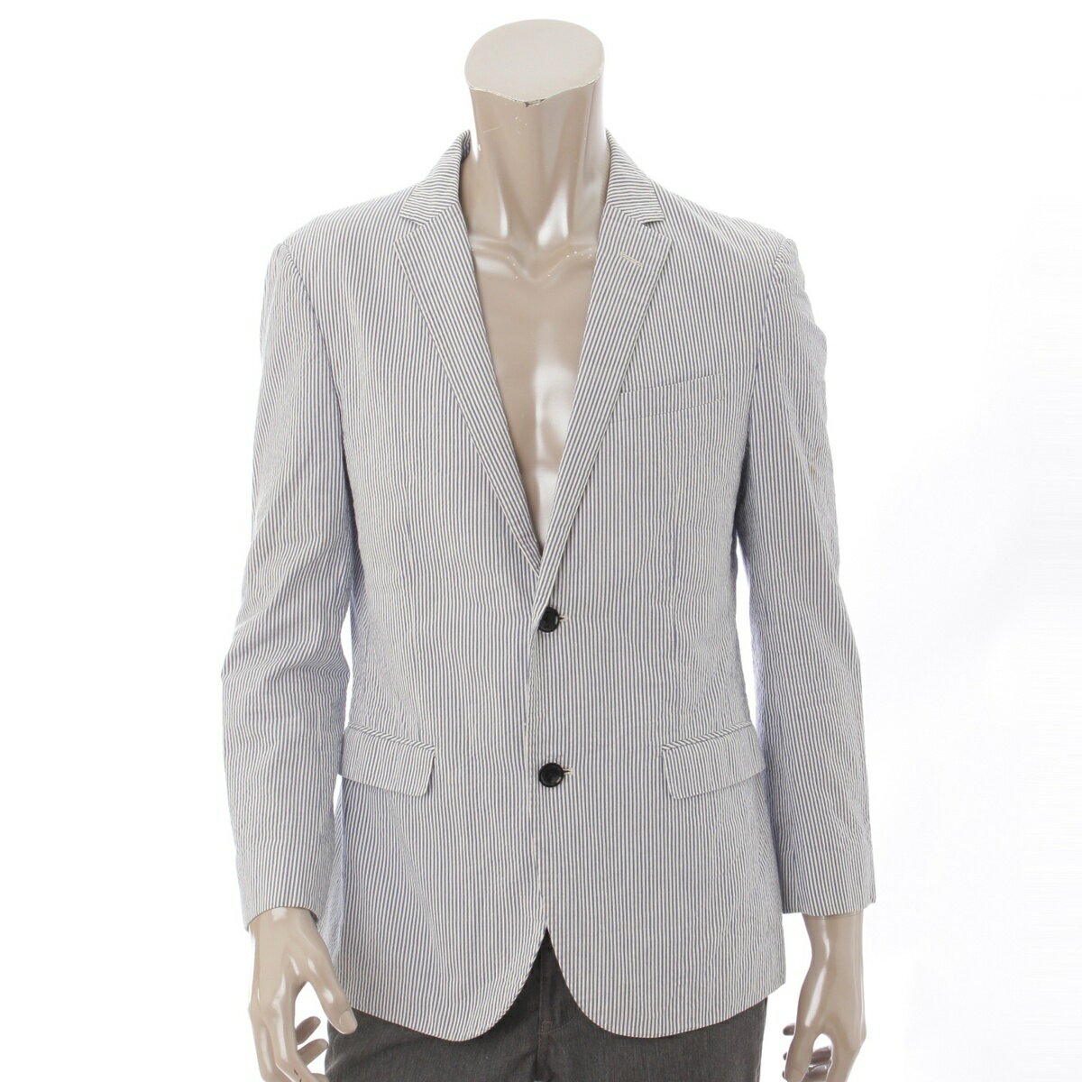【バーバリーブラックレーベル】Burberry Black Label　シアサッカー ストライプ ジャケット ブルー ホワイト S 【中古】【鑑定済・正規品保証】62588のサムネイル