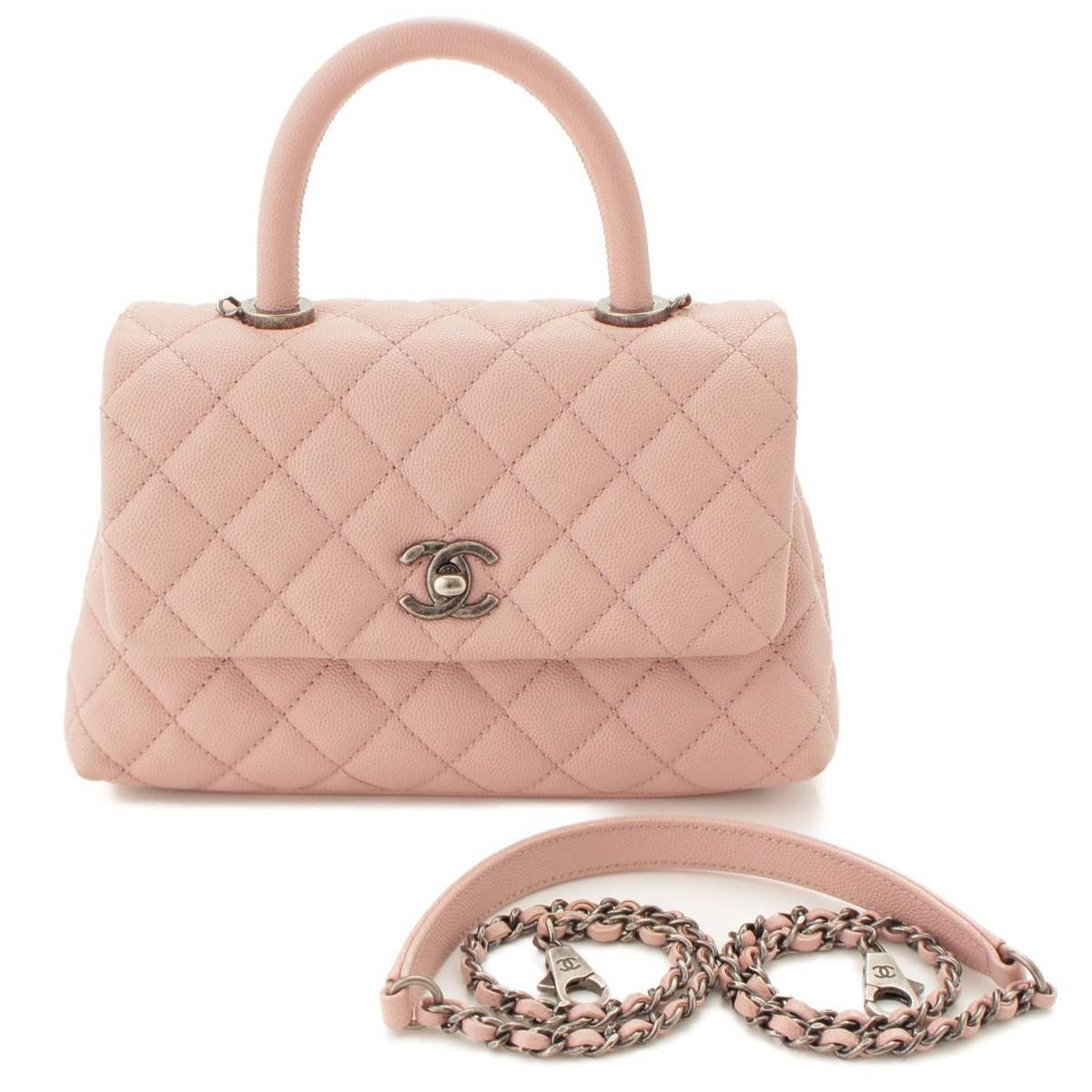 【シャネル】Chanel　ココハンドル マトラッセ キャビアスキン 2WAY ショルダーバッグ A92990 ピンク 【中古】【鑑定済・正規品保証】80347のサムネイル
