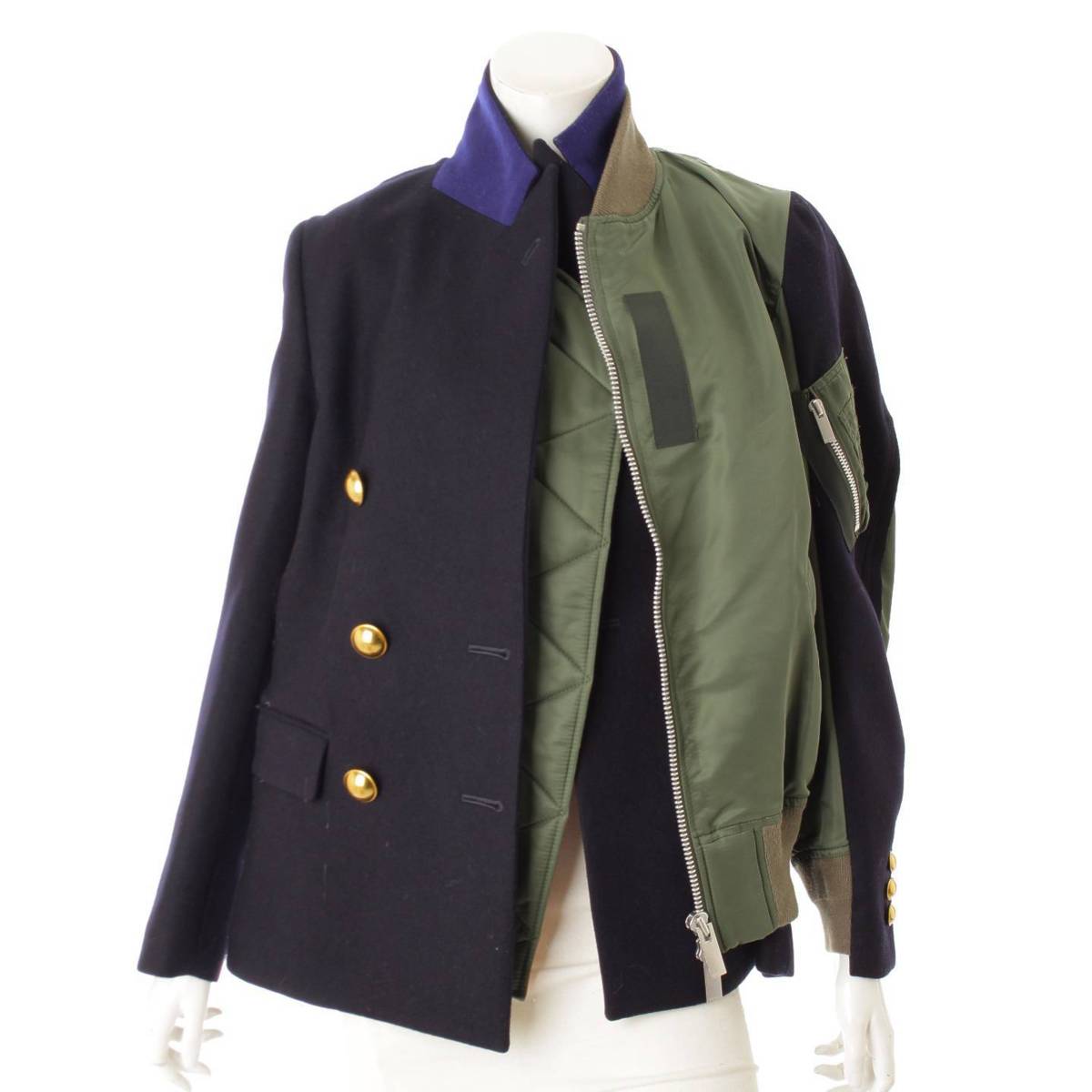 【サカイ】sacai　18年 MA-1ドッキング ジャケット ネイビー×カーキ 1 【中古】【鑑定済・正規品保証】83122のサムネイル