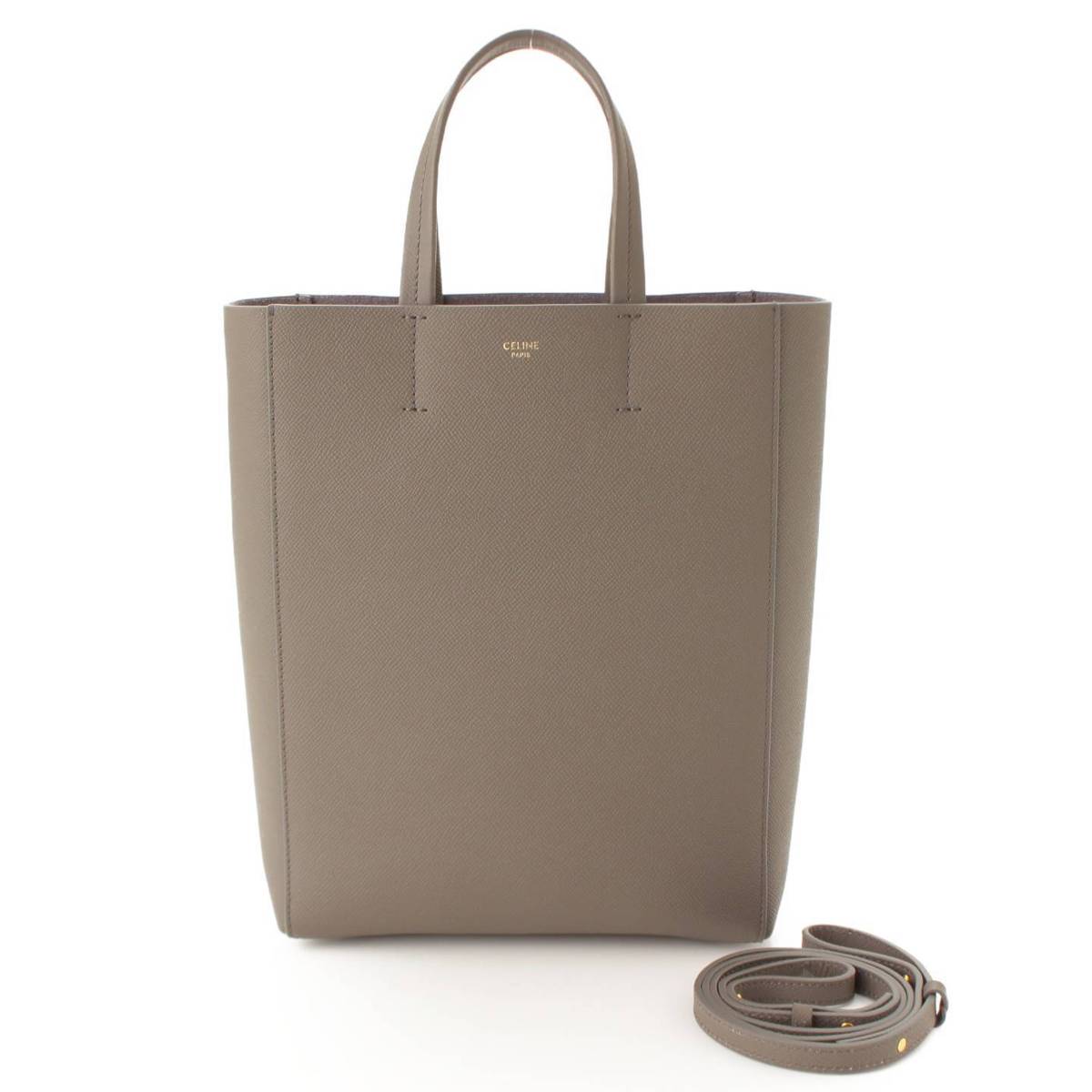 【セリーヌ】Celine　バーティカルカバ スモール レザー 2WAY ショルダーバッグ グレー 未使用【中古】【鑑定済・正規品保証】89111のサムネイル