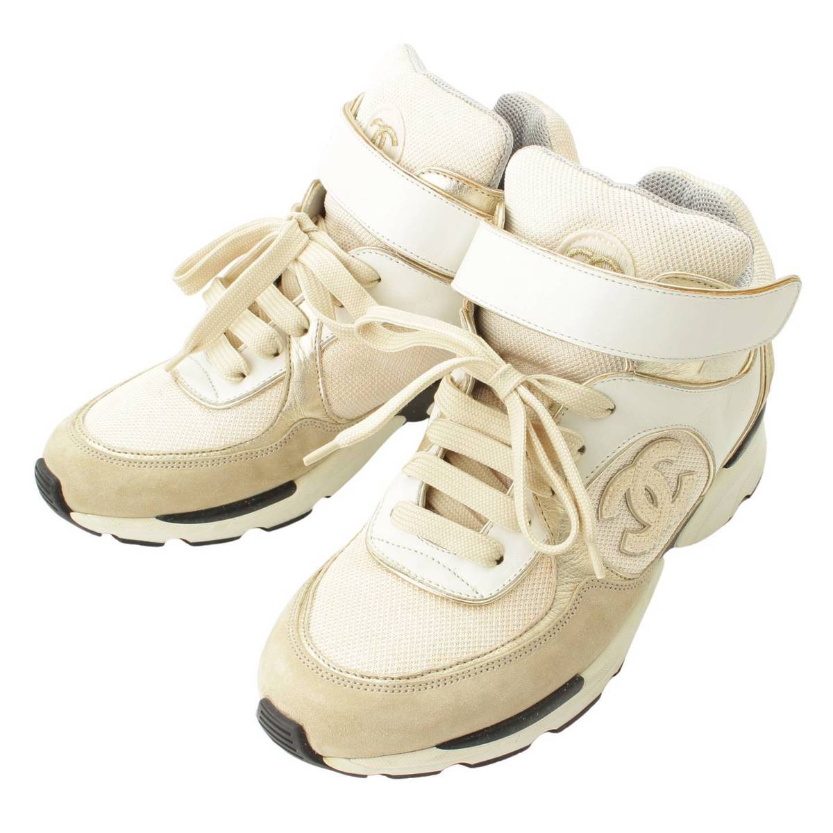 【シャネル】Chanel　ハイカットスニーカー G26584 ホワイト 39 【中古】【鑑定済・正規品保証】102430のサムネイル
