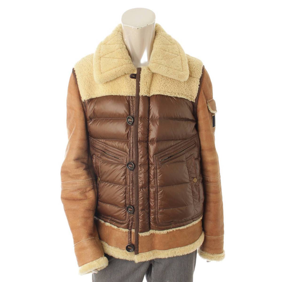 【モンクレール】Moncler　DELACROIX ドラクロア ムートン切替 ダウンジャケット 41312 ブラウン 5 【中古】【鑑定済・正規品保証】105309