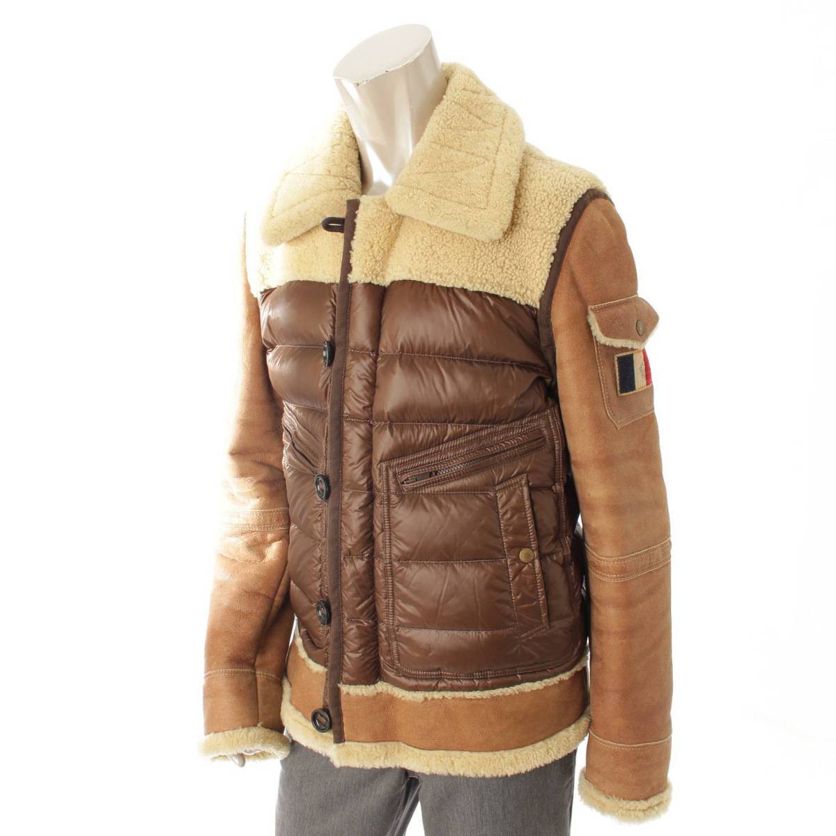 【モンクレール】Moncler　DELACROIX ドラクロア ムートン切替 ダウンジャケット 41312 ブラウン 5 【中古】【鑑定済・正規品保証】105309