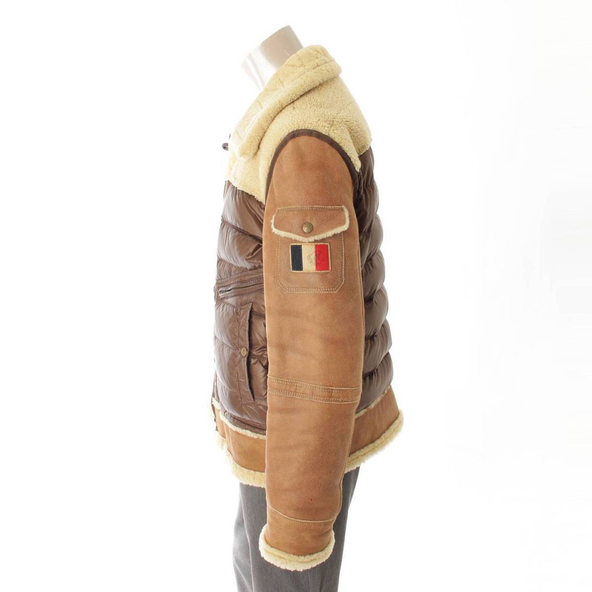 【モンクレール】Moncler　DELACROIX ドラクロア ムートン切替 ダウンジャケット 41312 ブラウン 5 【中古】【鑑定済・正規品保証】105309
