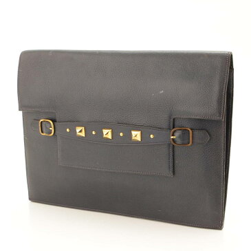 【エルメス】Hermes メドール クラッチバッグ ヴィンテージ スタッズ 〇N刻 ダークネイビー 【中古】【鑑定済・正規品保証】106478