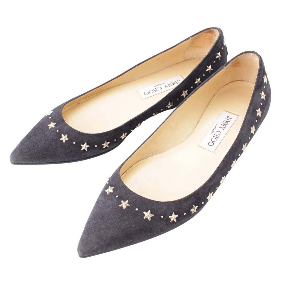 【ジミーチュウ】Jimmy Choo　スエード スタースタッズ フラットシューズ パンプス ネイビー 37 【中古】【鑑定済・正規品保証】115749のサムネイル