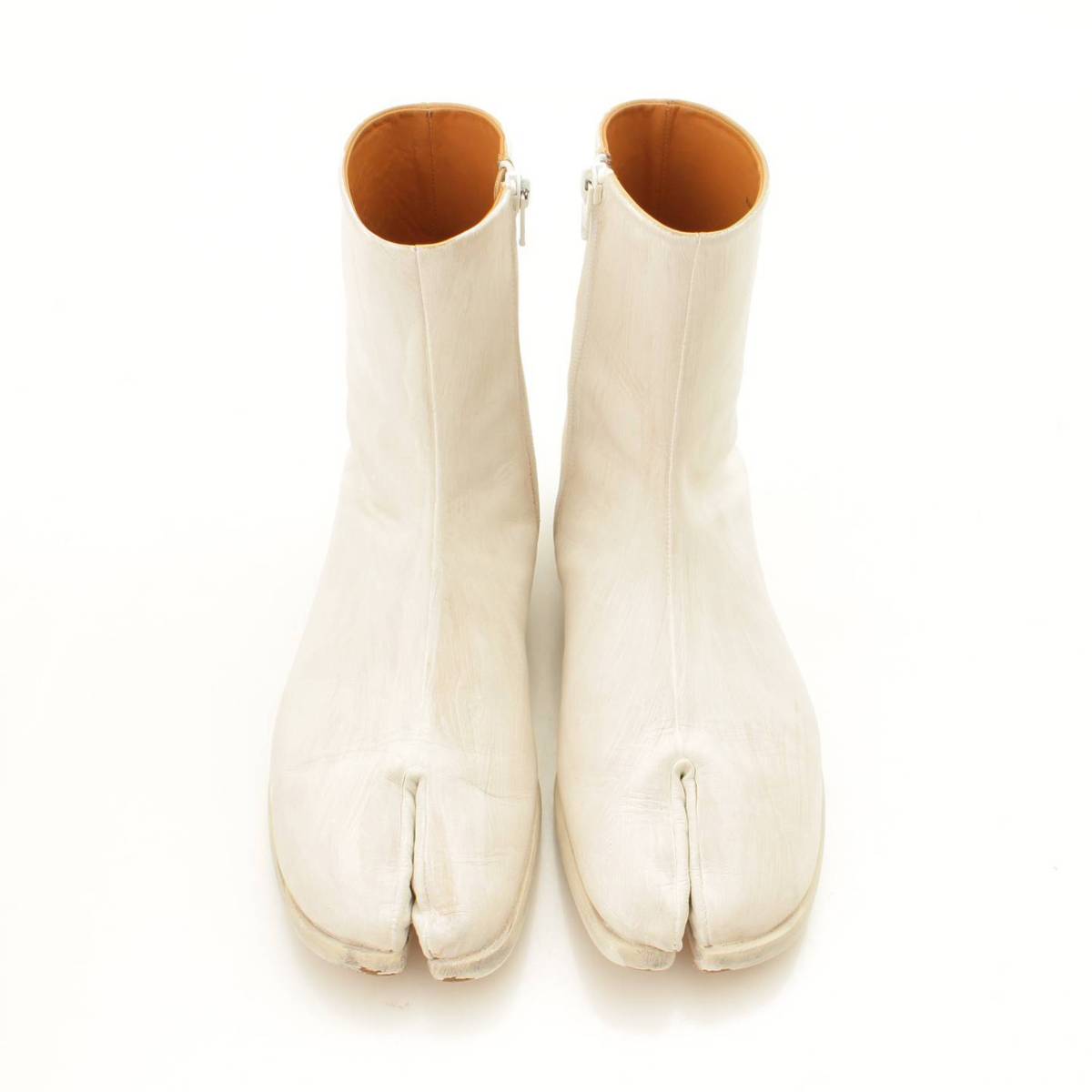 【メゾンマルジェラ】Maison Margiela　足袋 レザー フラット アンクルブーツ タビブーツ ホワイト 41 【中古】【鑑定済・正規品保証】124552