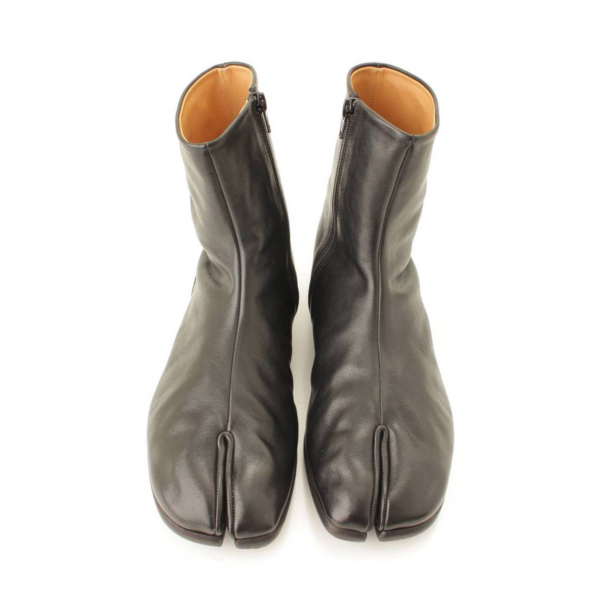 【メゾンマルジェラ】Maison Margiela　足袋 レザー フラット アンクルブーツ タビブーツ ブラック 41 【中古】【鑑定済・正規品保証】124551