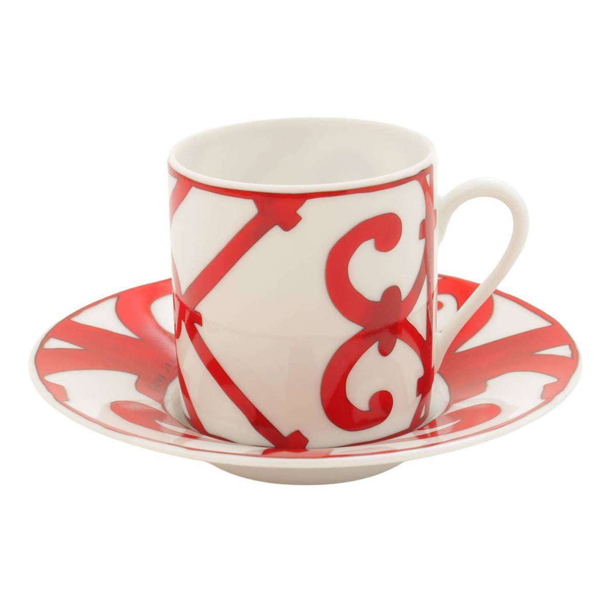 【エルメス】Hermes　ガダルキヴィール ティーカップ＆ソーサー 食器 レッド ホワイト 【中古】【鑑定済・正規品保証】126814のサムネイル