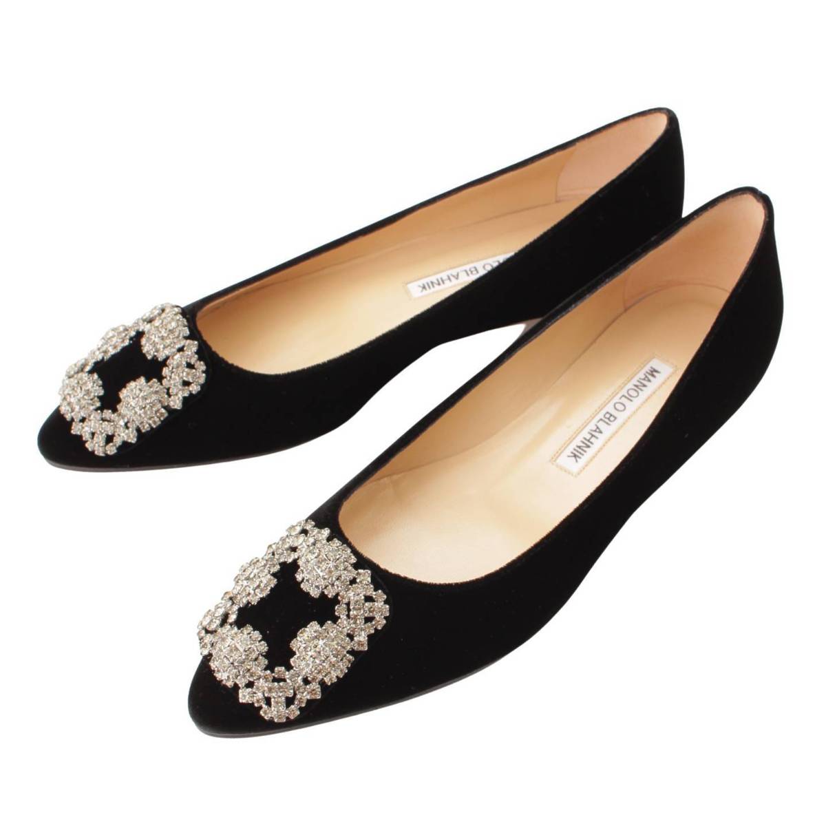 【マノロ ブラニク】Manolo Blahnik　ハンギシ ベロア フラットシューズ パンプス ブラック 36 未使用【中古】【鑑定済・正規品保証】127770のサムネイル