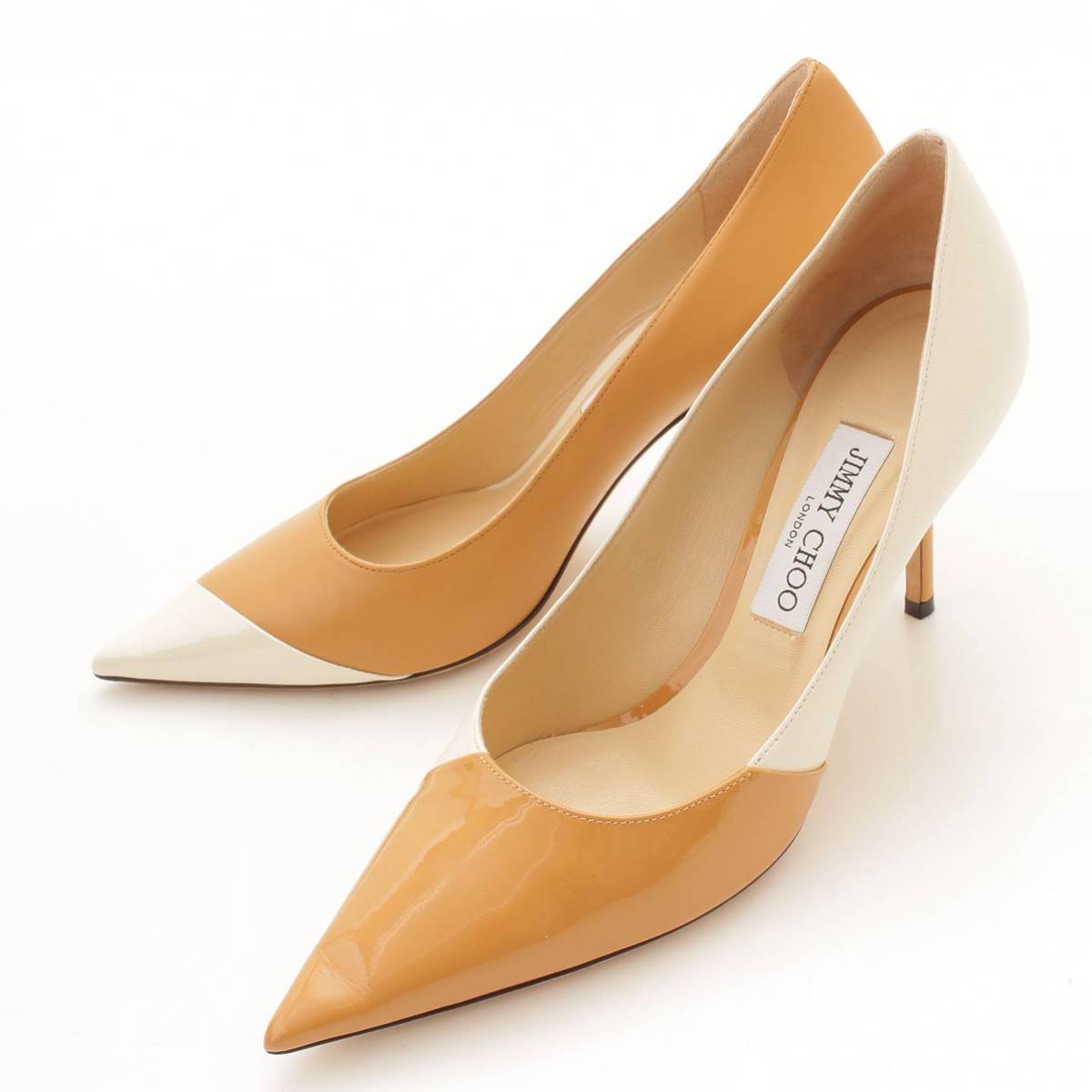 【ジミーチュウ】Jimmy Choo　LOVE 85 レザー エナメル バイカラー パンプス ベージュ ホワイト 39 【中古】【鑑定済・正規品保証】128775のサムネイル
