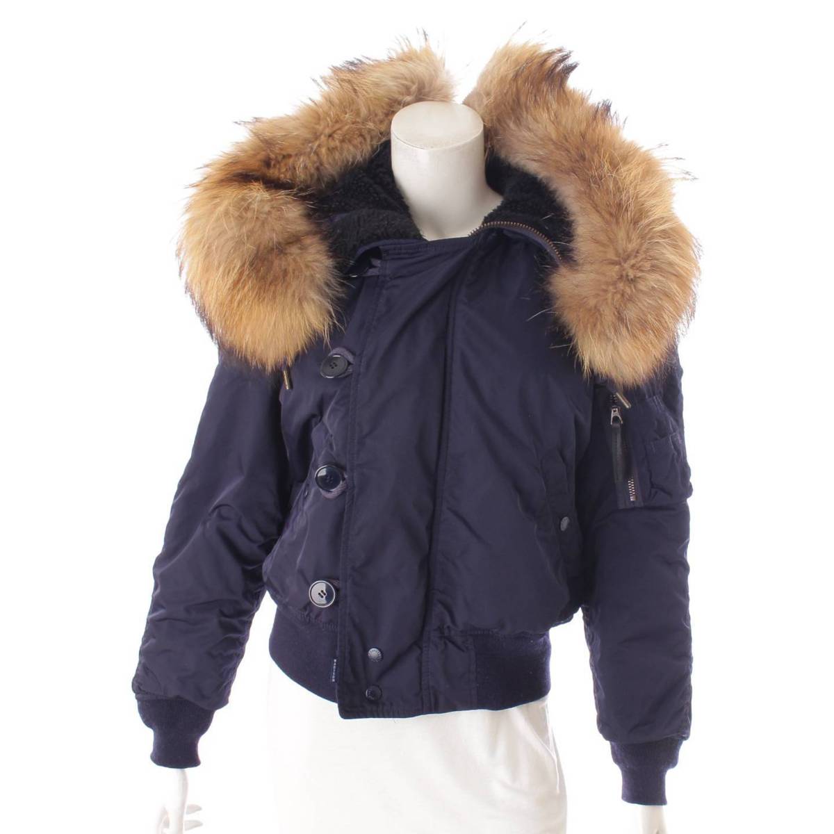 【マディソンブルー】MADISON BLUE　17AW ラクーンファー ジップアップ フード ジャケット MB174-1007 ネイビー 00 【中古】【鑑定済・正規品保証】144772のサムネイル