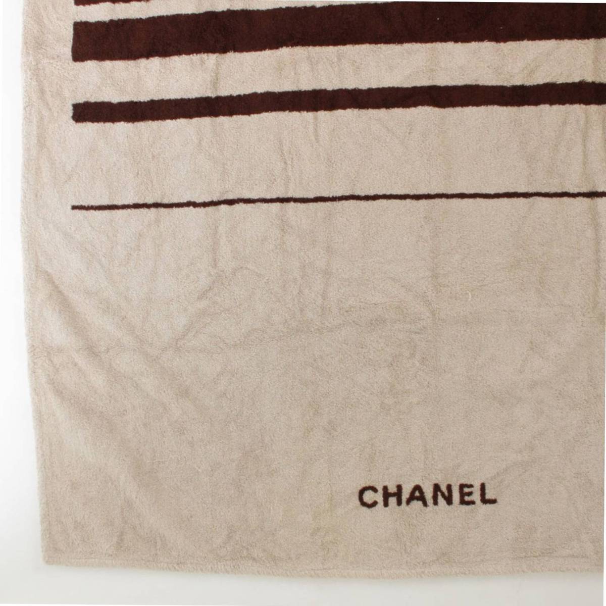 【シャネル】Chanel　ビーチタオル 2002 ブラウン バスタオル 【中古】【鑑定済・正規品保証】145981