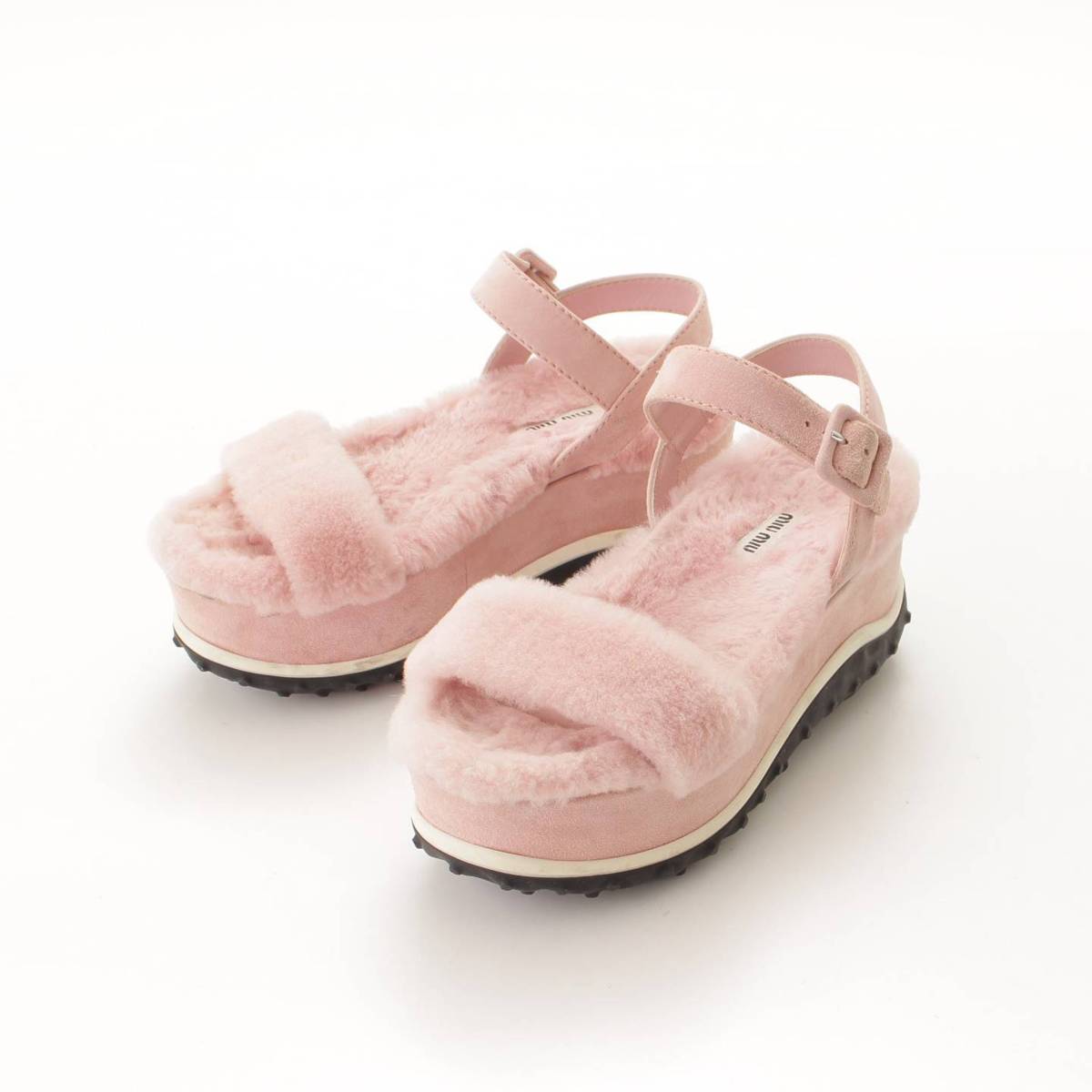 【ミュウミュウ】Miu Miu　バックストラップ ボア サンダル ファー ピンク 【中古】【鑑定済・正規品保証】144659のサムネイル