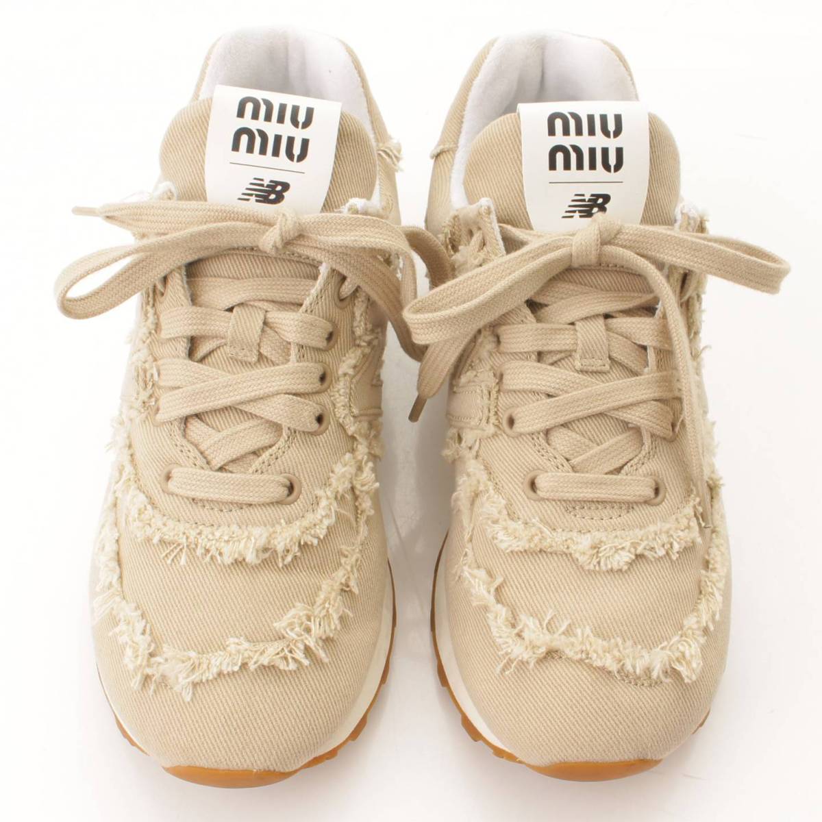 【ミュウミュウ】Miu Miu　22SS ニューバランス コラボ スニーカー NB 574 ベージュ 38 1/2 【中古】【鑑定済・正規品保証】158692