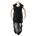 【シャネル】Chanel 08A カメリア オフショルダー レース ドレス コート セット P34126 ブラック 【中古】【鑑定済・正規品保証】182317