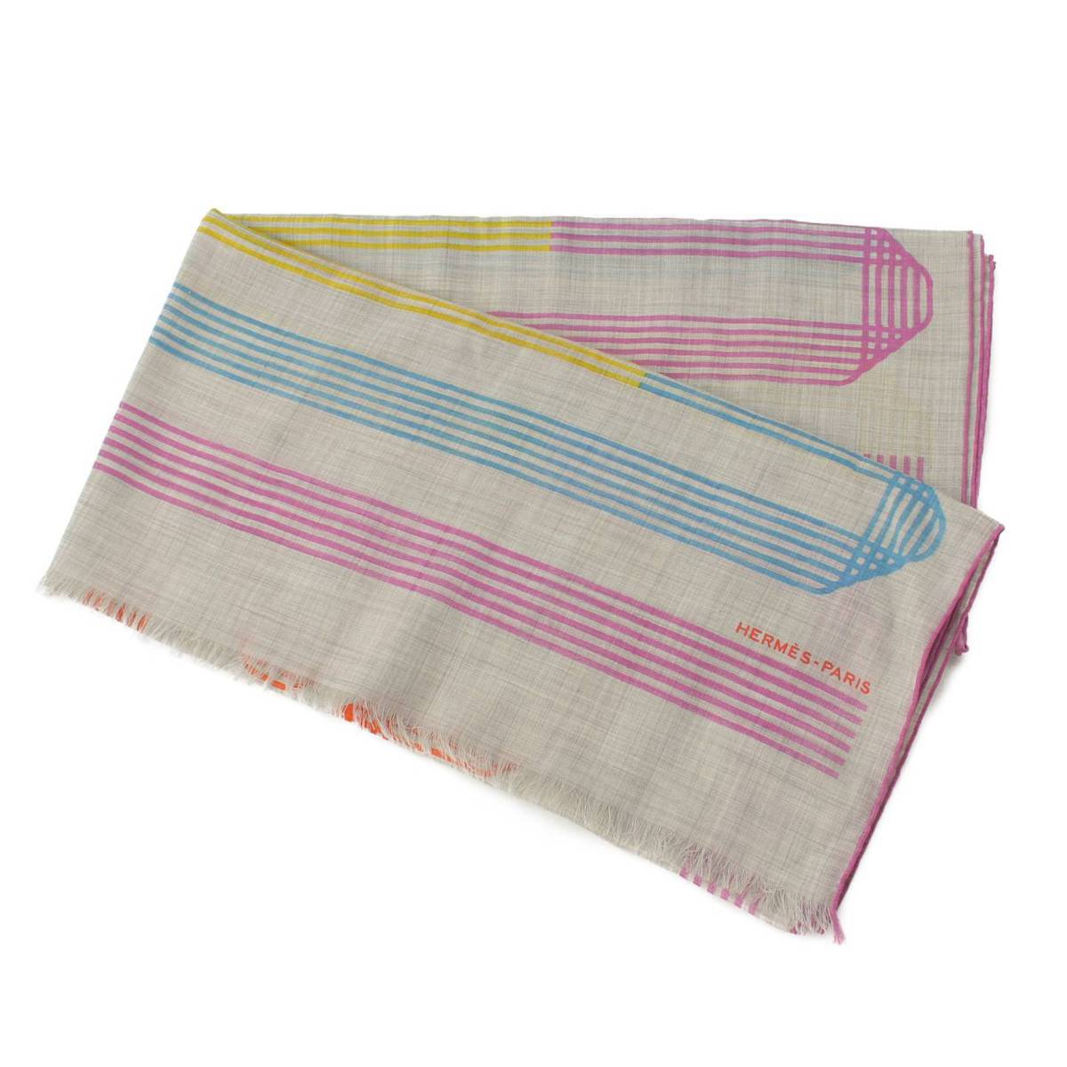 【エルメス】Hermes　23SS レクタングル カシミアレジェ エルメスのリボン スカーフ H563068S グレー 未使用【中古】【鑑定済・正規品保証】183275のサムネイル