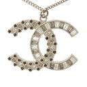 【シャネル】Chanel　B18 デカココマーク ラインストーン ネックレス シルバー 【中古】【鑑定済・正規品保証】187198