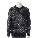 【ルイヴィトン】Louis Vuitton　21SS ディストレスト モノグラム クルーネック ウール ニット セーター グレー XL 【中古】【鑑定済・正規品保証】187762