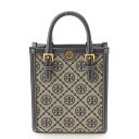 【トリーバーチ】Tory Burch　モノグラムジャガード キャンバス×レザー 2WAY ミニトート 87146 ブラック 【中古】【鑑定済・正規品保証】188091 1