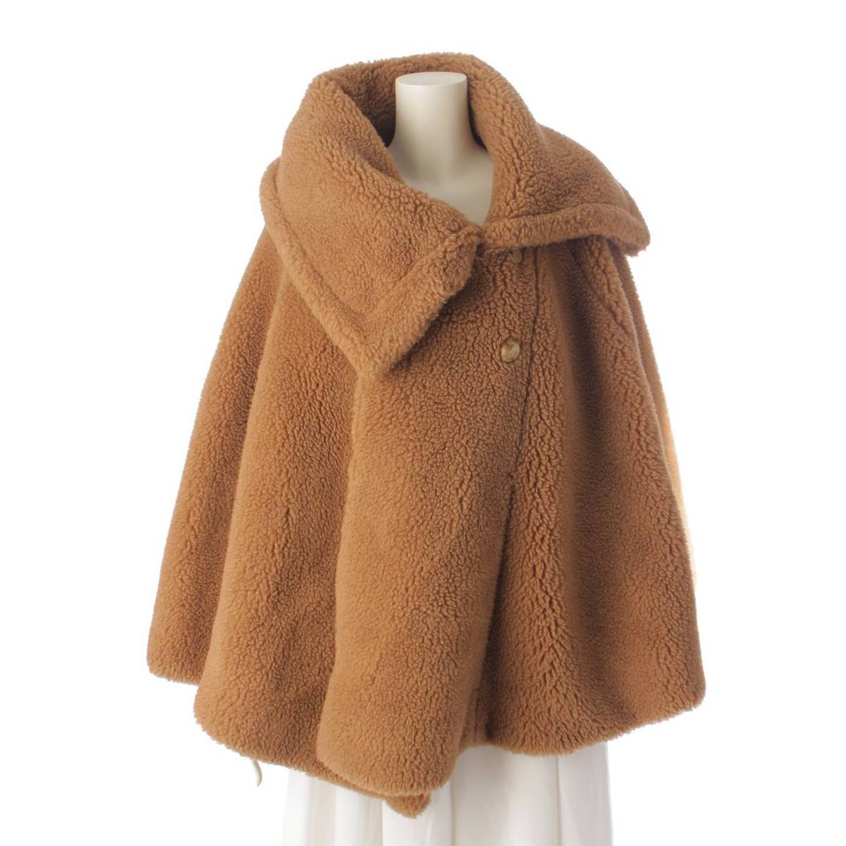 【マックスマーラ】Max mara　シルク テディベア コート アウター ポンチョ ジャケット 473601036 キャメル ONESIZE 【中古】【鑑定済・正規品保証】193929のサムネイル