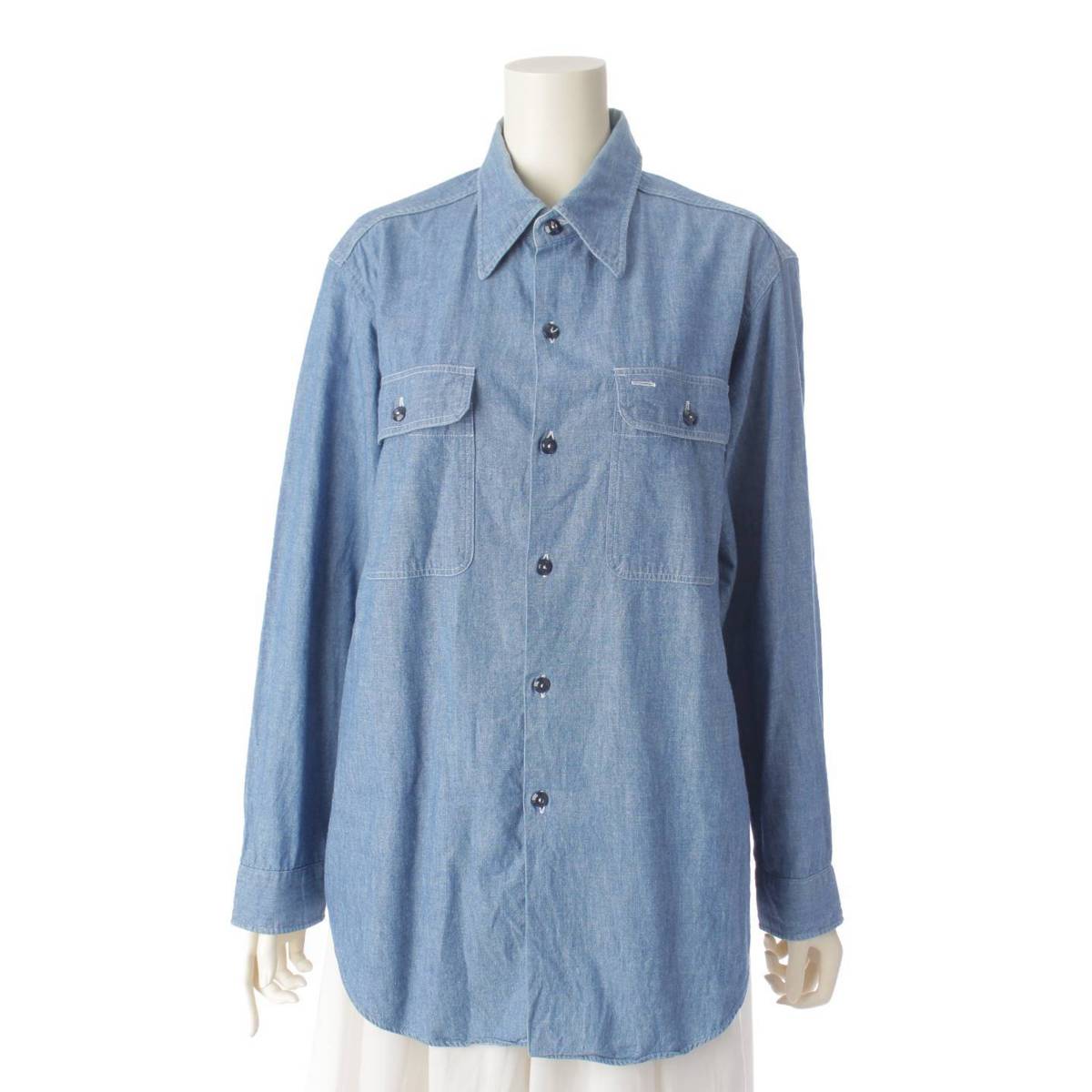 【マディソンブルー】MADISON BLUE　20SS HAMPTON CHAMBRAY デニム風 長袖 コットン シャツ MB999-5707 ブルー 01 【中古】【鑑定済・正規品保証】194200 1