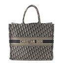 【ディオール】DIOR　オブリーク ラージ キャンバス ブックトートバッグ M1286ZRIW ネイビー 【中古】【鑑定済・正規品保証】193496