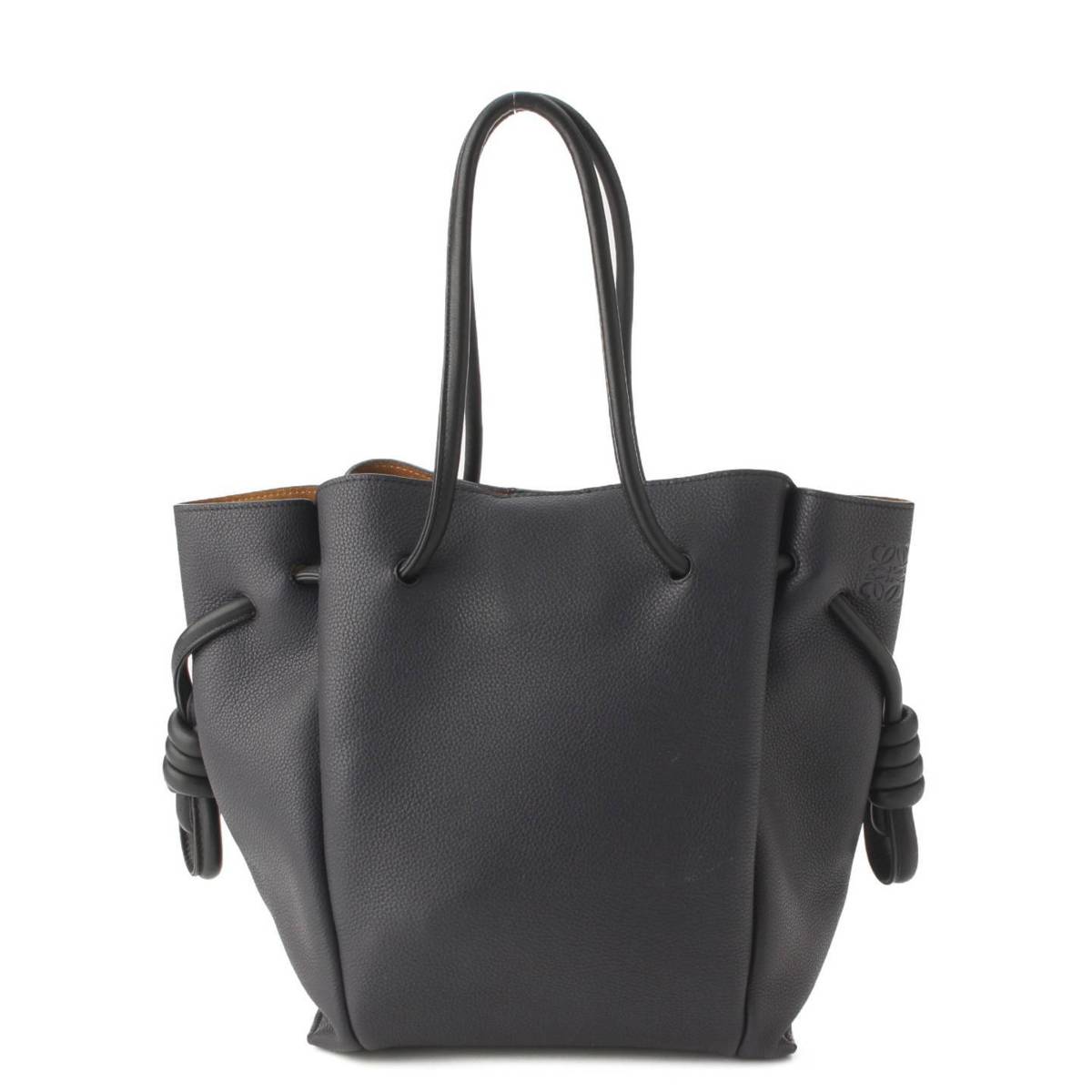 【ロエベ】Loewe　レザー フラメンコノット トートバッグ 321.12.T30 ネイビー 【中古】【鑑定済・正規品保証】194767