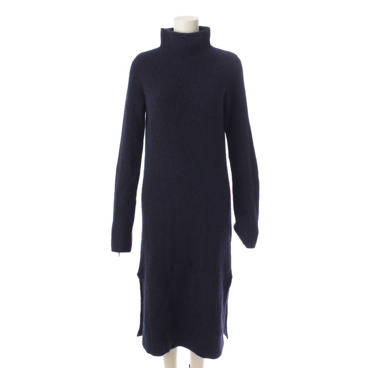【ザロウ】THE ROW　　ウール×カシミヤ ハイネック ロング ニット ワンピース 3687-Y184 ネイビー XS 【中古】【鑑定済・正規品保証】194261のサムネイル