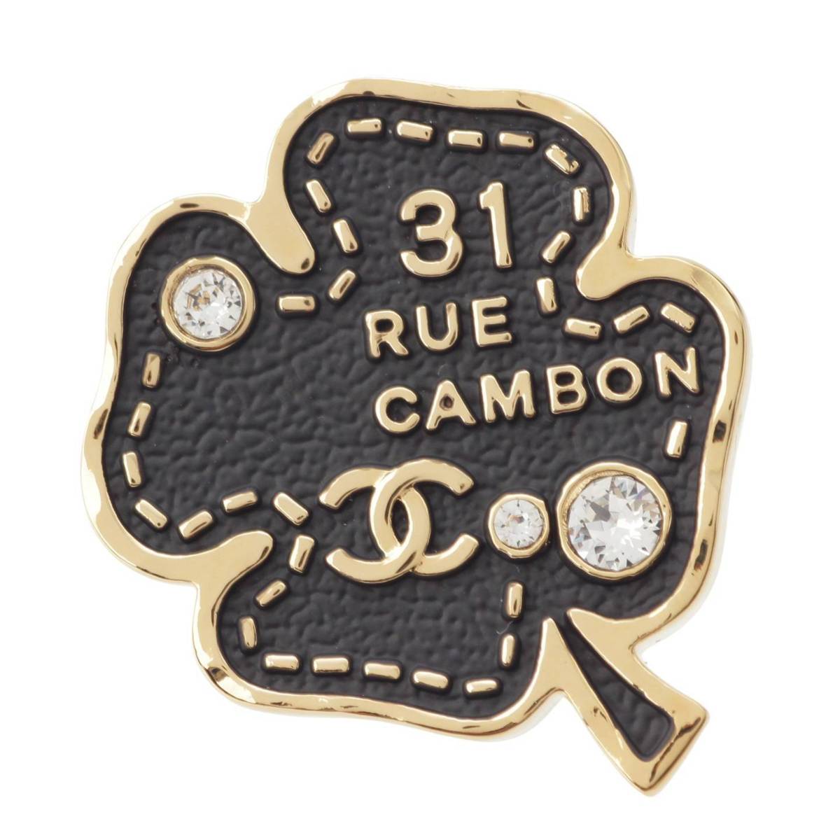 【シャネル】Chanel　B23S ココマーク クローバー ラインストーン ピンブローチ ABA782 ブラック 【中古】【鑑定済・正規品保証】195953のサムネイル