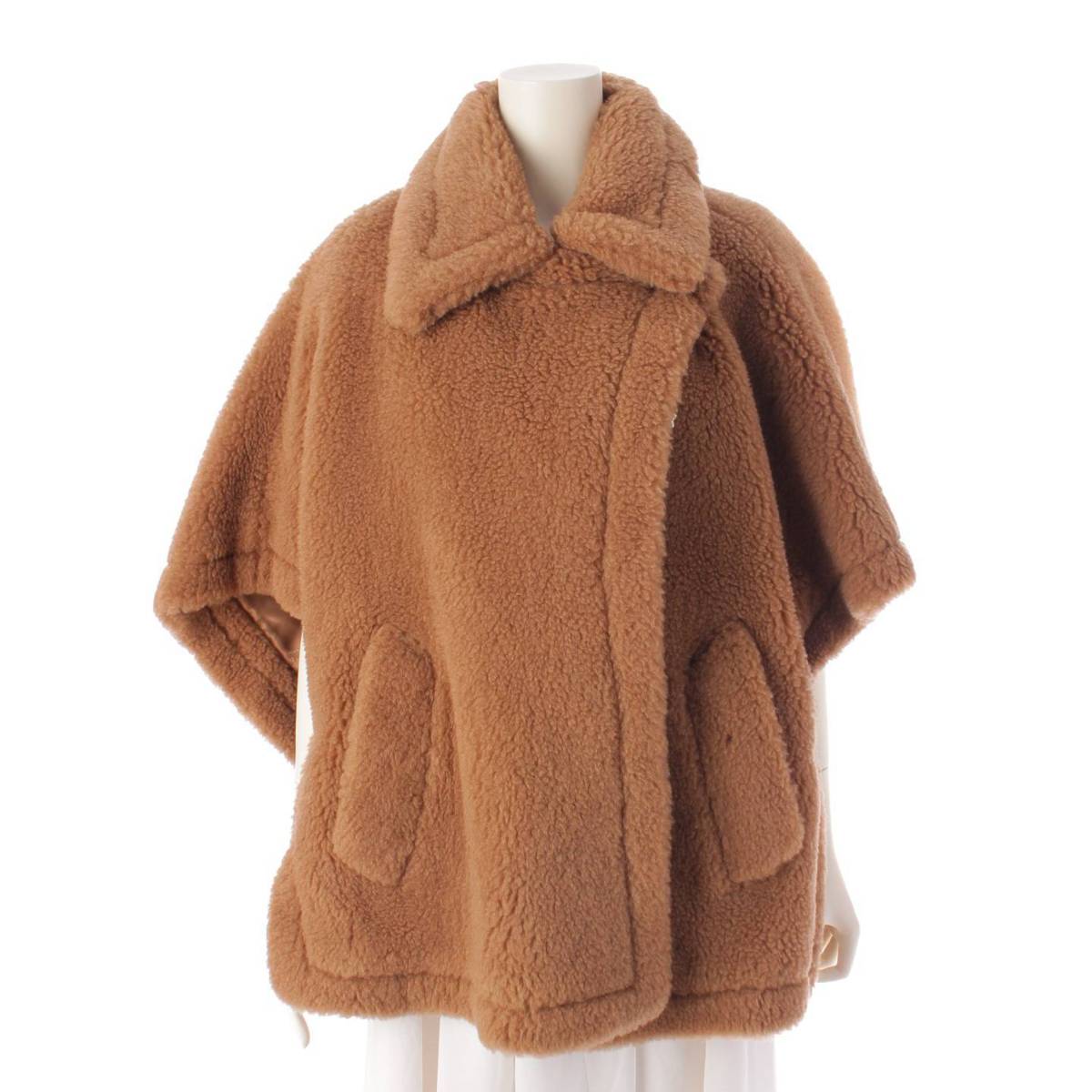 【マックスマーラ】Max mara　TEDDY テディベア キャメル×シルク ケープコート ポンチョ 47360723 キャメル 未使用【中古】【鑑定済・正規品保証】196551のサムネイル