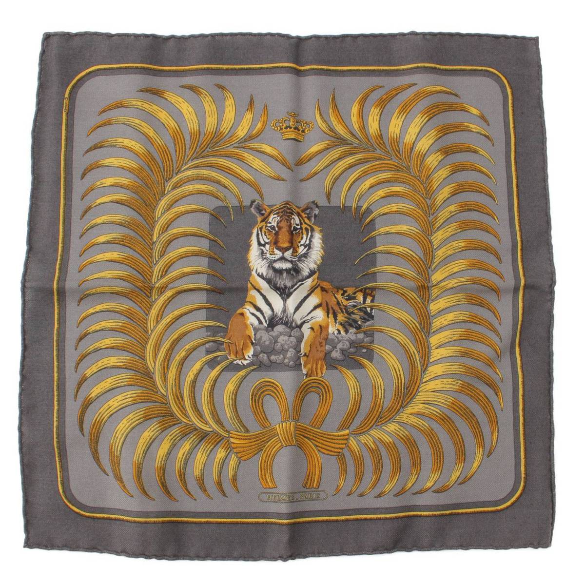 【エルメス】Hermes カレ45 TIGER ROYAL 王者の虎 カシミヤ シルク スカーフ 【中古】【鑑定済 正規品保証】197956