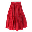 【ディオール】DIOR シルクタフタ サイドジップ フレアスカート 311J06A6119 レッド 40 【中古】【鑑定済・正規品保証】200358
