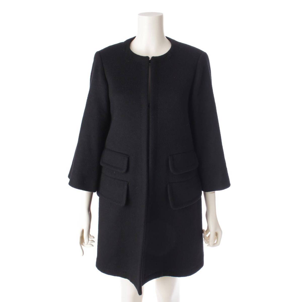 【ソノタ】　ミカコ ナカムラ LUNA ルナ ダブルフェイス カシミヤ ノーカラーコート ブラック 40 【中古】【鑑定済・正規品保証】200541のサムネイル