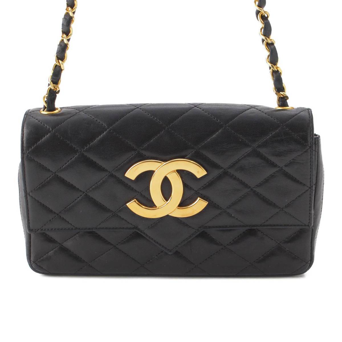 【シャネル】Chanel デカココマーク マトラッセ ラムスキン チェーンショルダーバッグ ブラック 【中古】【鑑定済・正規品保証】198055