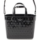 【ジミーチュウ】Jimmy Choo　ぺガシS パテントレザー スターエンボス 2wayショルダートートバッグ ブラック 【中古】【鑑定済・正規品保証】200322