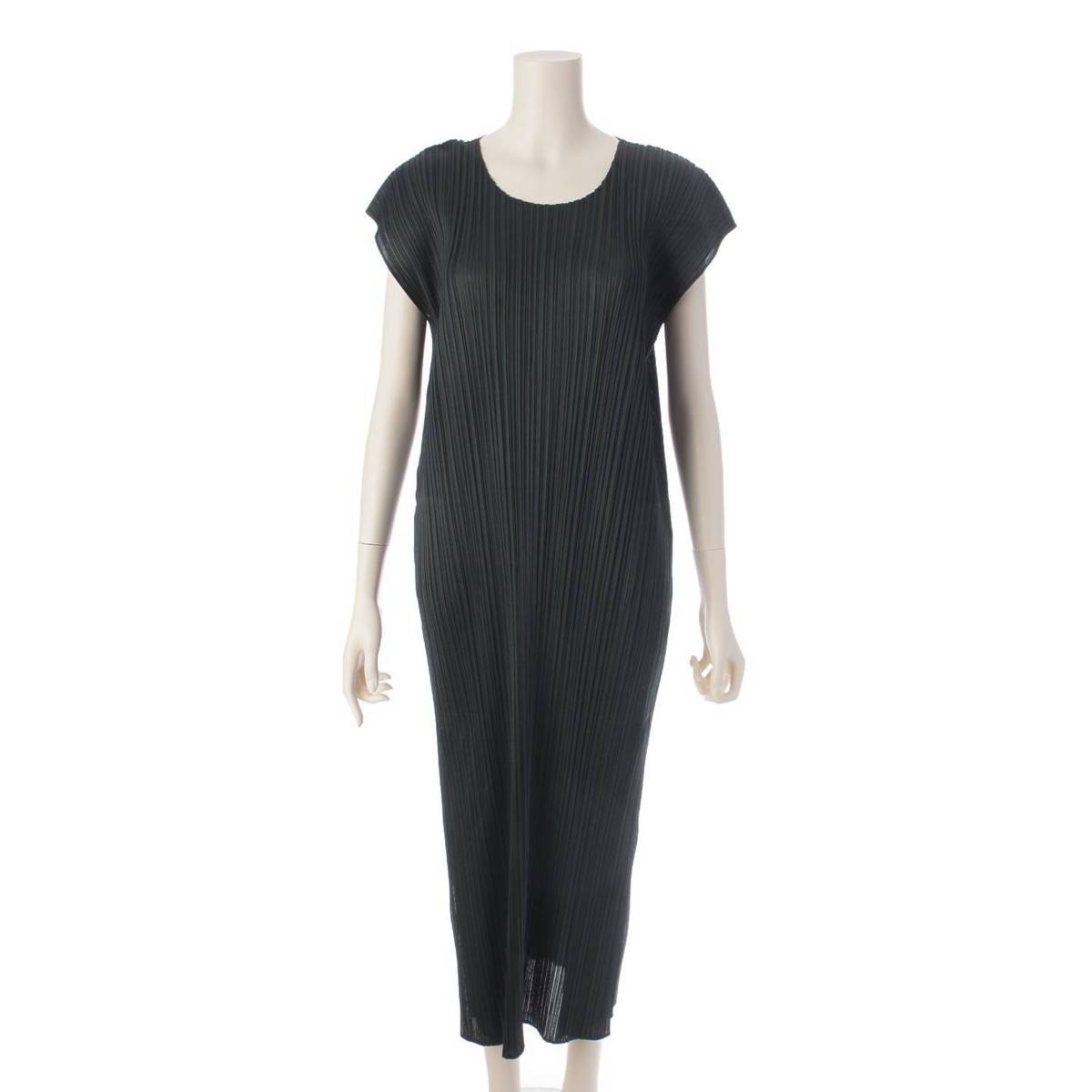 【イッセイミヤケ】Issey miyake　プリーツプリーズ 23AW ノースリーブ ロングワンピース ドレス PP33JH117 グリーン 5 【中古】【鑑定済・正規品保証】201758のサムネイル