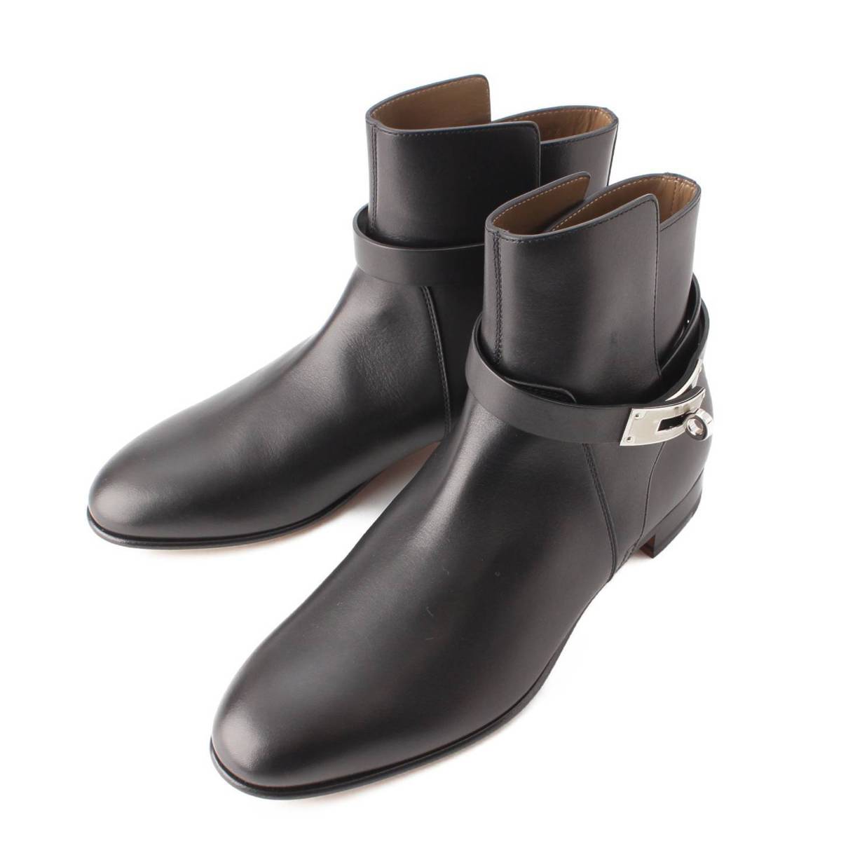 【エルメス】Hermes　ネオ ケリー金具 レザー アンクル ショートブーツ ブラック×シルバー 37 1/2 未使用【中古】【鑑定済・正規品保証】198655のサムネイル