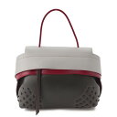 【トッズ】Tods　ウェーブ レザー 2way スタッズ ハンドバッグ グレー×ボルドー 【中古】【鑑定済・正規品保証】195272