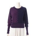 【シャネル】Chanel ヴィンテージ アーガイル クルーネック カシミヤ ニット セーター パープル×ネイビー 【中古】【鑑定済・正規品保証】203099