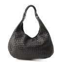 【ボッテガ ヴェネタ】Bottega Veneta　イントレチャート ミディアム カンパーナ レザー ハンドバッグ 125787 ブラック 【中古】【鑑定済・正規品保証】203288