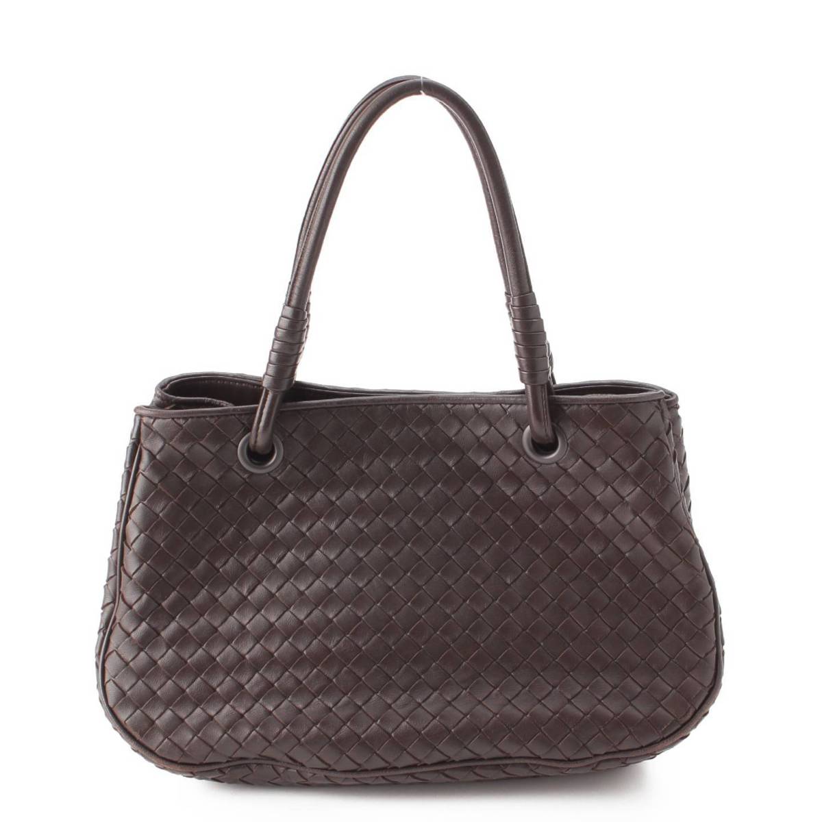 【ボッテガ ヴェネタ】Bottega Veneta　イントレチャート サッチェル レザー ハンドバッグ 148323 エバノ 【中古】【鑑定済・正規品保証】203462