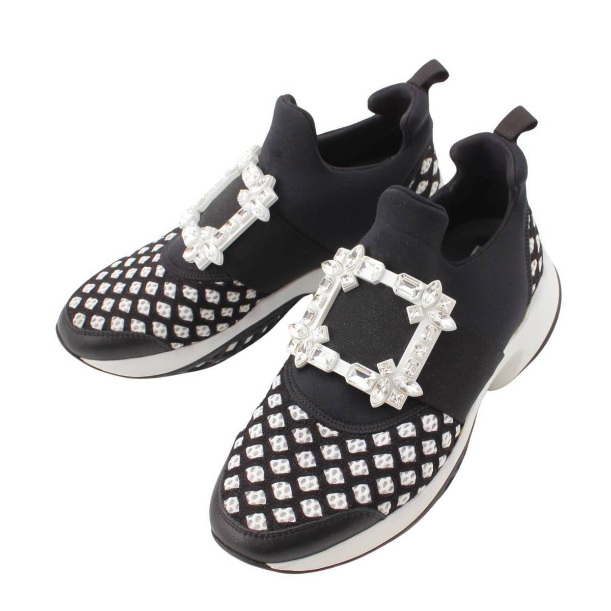 【ロジェヴィヴィエ】Roger Vivier　ビジューバックル メッシュ スリッポン スニーカー ブラック 38 【中古】【鑑定済・正規品保証】203549のサムネイル